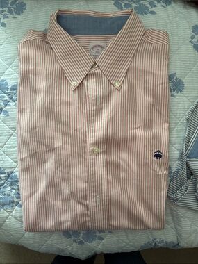 Brooks Brothers Red and White Striped Button-Down Shirt